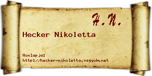 Hecker Nikoletta névjegykártya